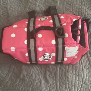 Dog Life Jacket Small Pink Polka Dot Life Vest Paws Aboard, Nylon Model PP1300